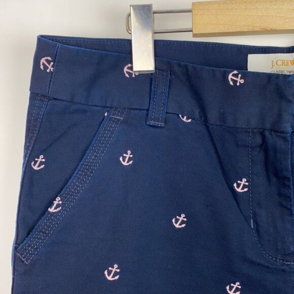 NWT J.Crew 10 Bermuda Chino Shorts Navy Pink Anchors - Picture 4 of 13